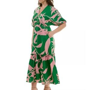 Taylor Green and Pink Midi Dress